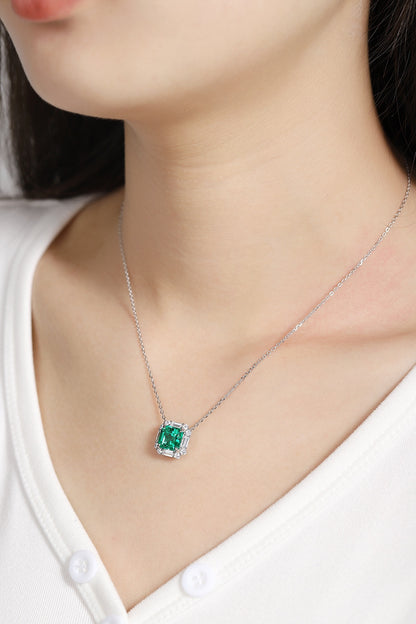 Pirmiana New Fashion 2.17ct Lab Grown Emerald Pendant Necklace S925 Silver Jewelry for Woman Gift Pendants