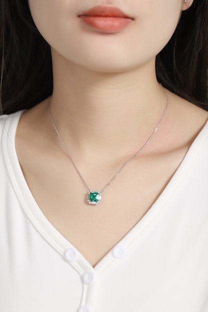 Pirmiana New Fashion 2.17ct Lab Grown Emerald Pendant Necklace S925 Silver Jewelry for Woman Gift Pendants