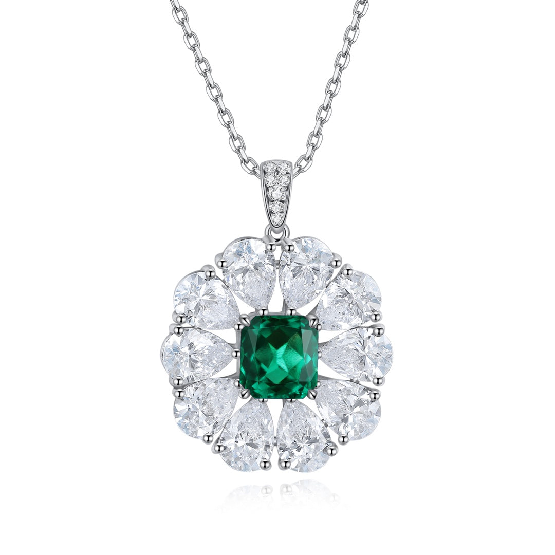 Pirmiana New Fashion 1.45ct Lab Grown Emerald Pendant Necklace S925 Silver Jewelry for Woman Gift Pendants