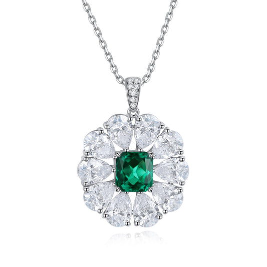 Pirmiana New Fashion 1.45ct Lab Grown Emerald Pendant Necklace S925 Silver Jewelry for Woman Gift Pendants