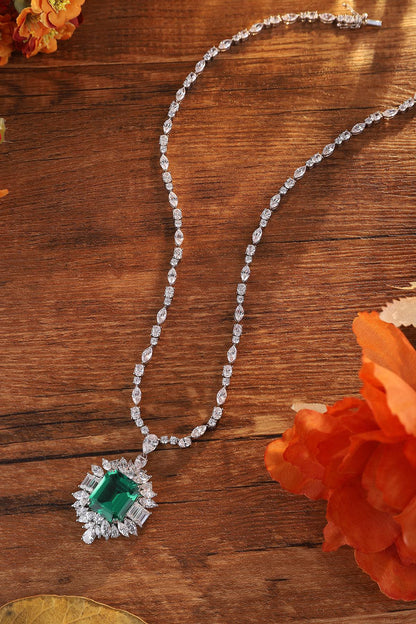 Pirmiana New Fashion 7.725ct Lab Grown Emerald Pendant Necklace S925 Silver Jewelry for Woman Gift Pendants