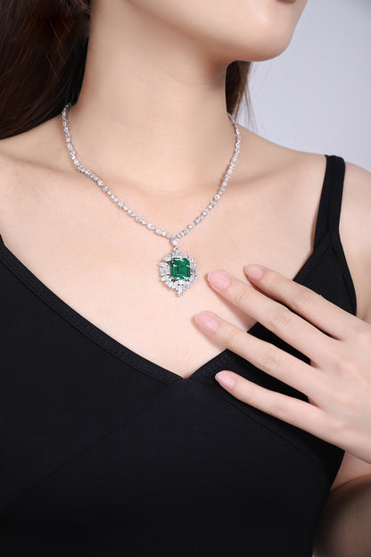Pirmiana New Fashion 7.725ct Lab Grown Emerald Pendant Necklace S925 Silver Jewelry for Woman Gift Pendants