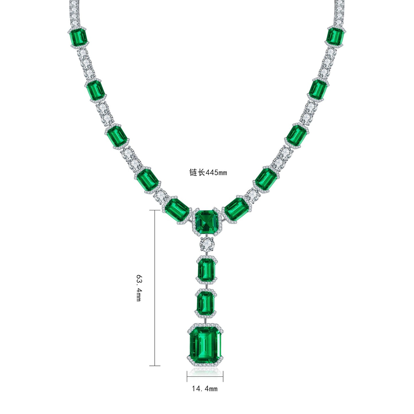 Pirmiana New Fashion 38.35ct Lab Grown Emerald Pendant Necklace S925 Silver Jewelry for Woman Gift Pendants