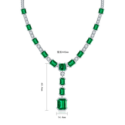 Pirmiana New Fashion 38.35ct Lab Grown Emerald Pendant Necklace S925 Silver Jewelry for Woman Gift Pendants