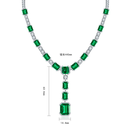 Pirmiana New Fashion 38.35ct Lab Grown Emerald Pendant Necklace S925 Silver Jewelry for Woman Gift Pendants