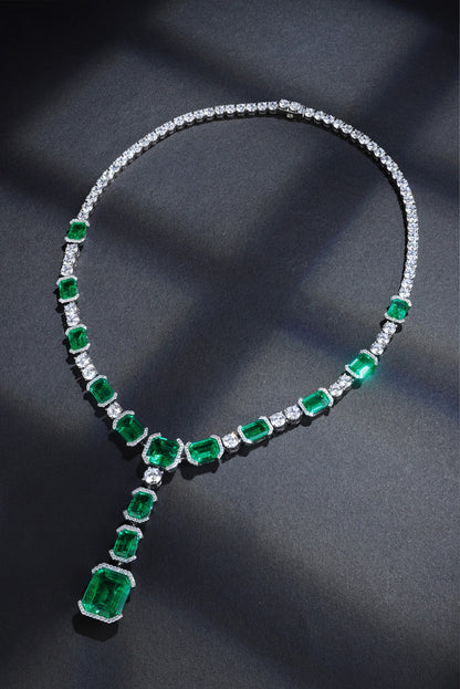 Pirmiana New Fashion 38.35ct Lab Grown Emerald Pendant Necklace S925 Silver Jewelry for Woman Gift Pendants