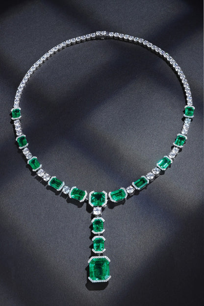 Pirmiana New Fashion 38.35ct Lab Grown Emerald Pendant Necklace S925 Silver Jewelry for Woman Gift Pendants