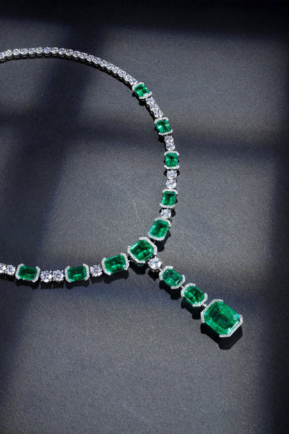 Pirmiana New Fashion 38.35ct Lab Grown Emerald Pendant Necklace S925 Silver Jewelry for Woman Gift Pendants