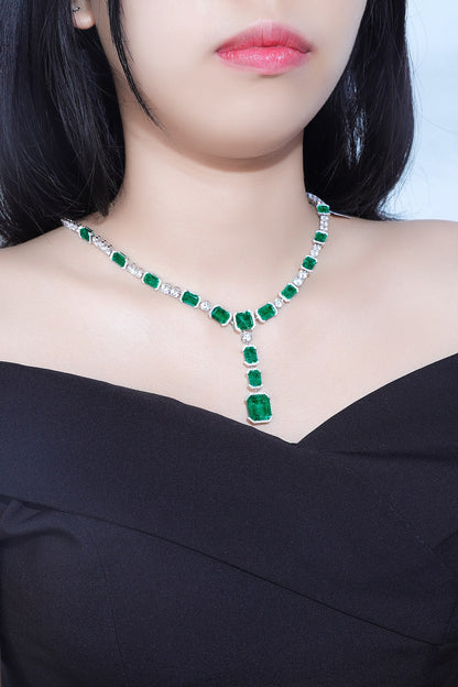 Pirmiana New Fashion 38.35ct Lab Grown Emerald Pendant Necklace S925 Silver Jewelry for Woman Gift Pendants