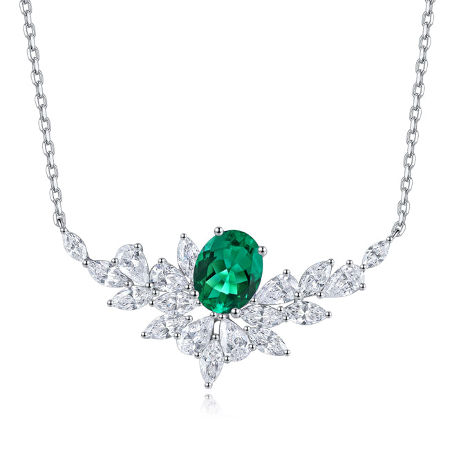 Pirmiana New Fashion 1.7ct Lab Grown Emerald Pendant Necklace S925 Silver Jewelry for Woman Gift Pendants