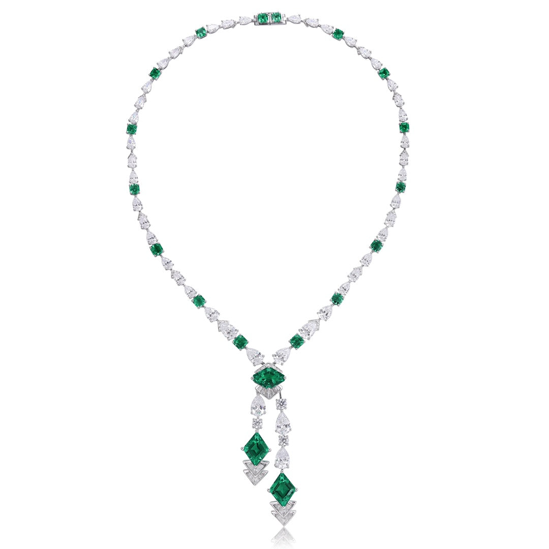 Pirmiana New Fashion 16.56ct Lab Grown Emerald Pendant Necklace S925 Silver Jewelry for Woman Gift Pendants