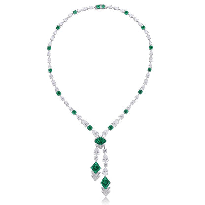 Pirmiana New Fashion 16.56ct Lab Grown Emerald Pendant Necklace S925 Silver Jewelry for Woman Gift Pendants