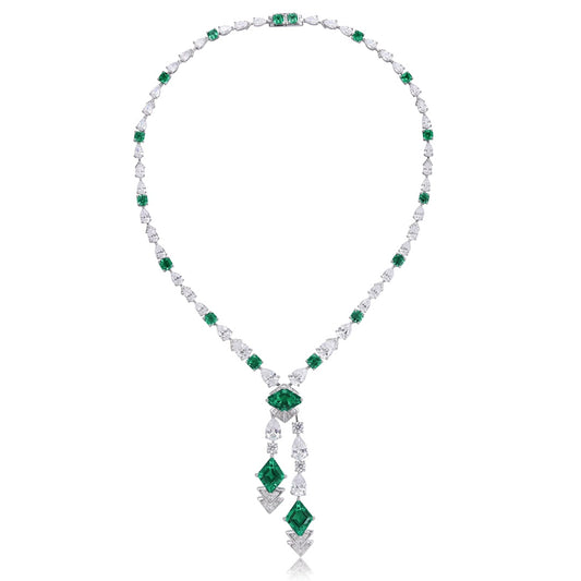 Pirmiana New Fashion 16.56ct Lab Grown Emerald Pendant Necklace S925 Silver Jewelry for Woman Gift Pendants