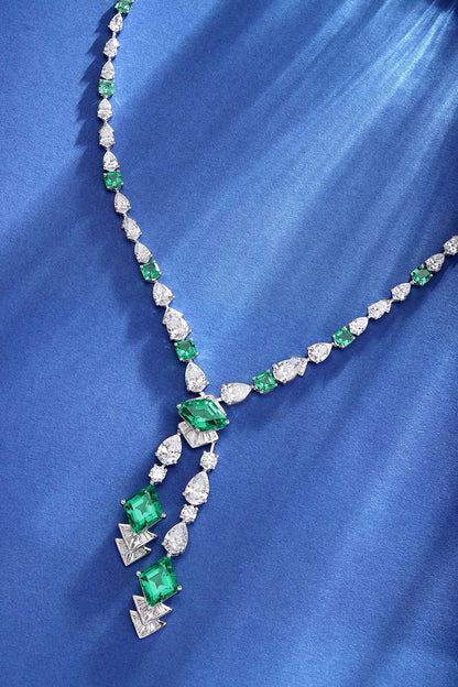 Pirmiana New Fashion 16.56ct Lab Grown Emerald Pendant Necklace S925 Silver Jewelry for Woman Gift Pendants