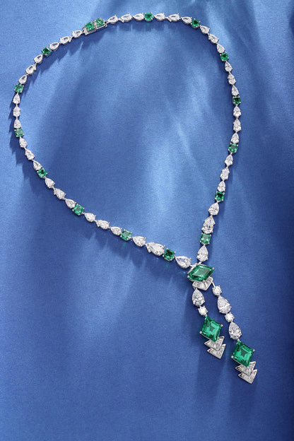 Pirmiana New Fashion 16.56ct Lab Grown Emerald Pendant Necklace S925 Silver Jewelry for Woman Gift Pendants