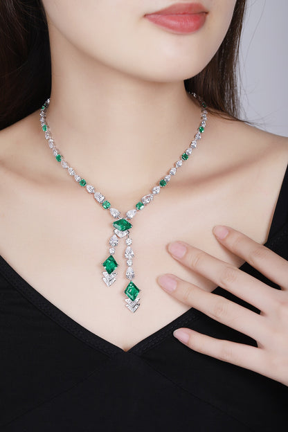 Pirmiana New Fashion 16.56ct Lab Grown Emerald Pendant Necklace S925 Silver Jewelry for Woman Gift Pendants