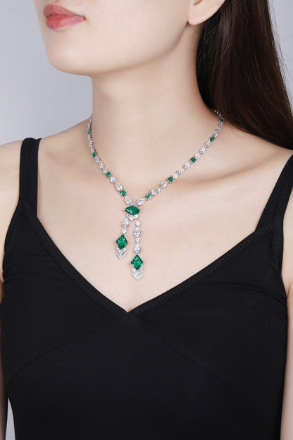 Pirmiana New Fashion 16.56ct Lab Grown Emerald Pendant Necklace S925 Silver Jewelry for Woman Gift Pendants