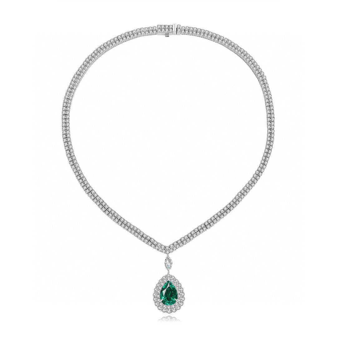 Pirmiana New Fashion 3.88ct Lab Grown Emerald Pendant Necklace S925 Silver Jewelry for Woman Gift Pendants