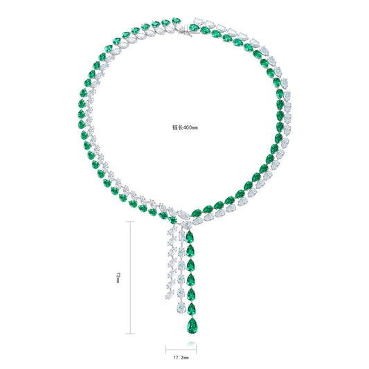 Pirmiana New Fashion 31.16ct Lab Grown Emerald Necklace S925 Silver Jewelry for Woman Gift Pendants