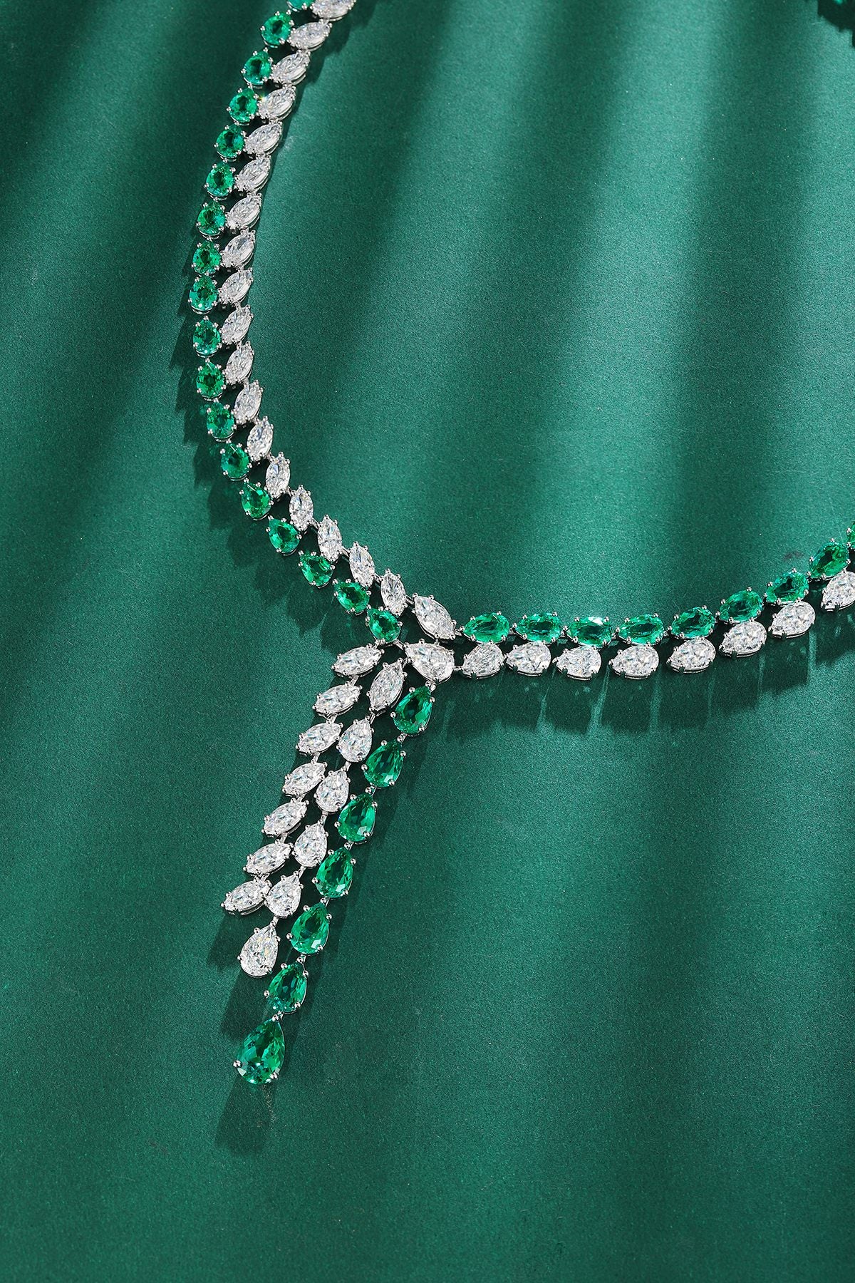 Pirmiana New Fashion 31.16ct Lab Grown Emerald Necklace S925 Silver Jewelry for Woman Gift Pendants