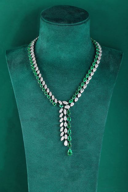 Pirmiana New Fashion 31.16ct Lab Grown Emerald Necklace S925 Silver Jewelry for Woman Gift Pendants