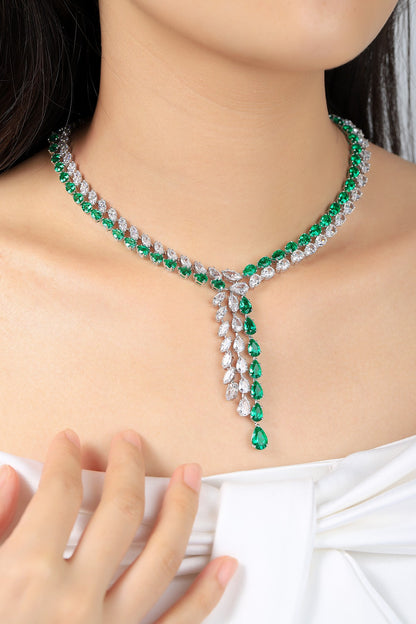 Pirmiana New Fashion 31.16ct Lab Grown Emerald Necklace S925 Silver Jewelry for Woman Gift Pendants
