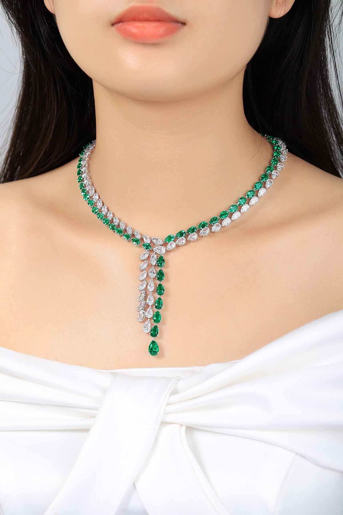 Pirmiana New Fashion 31.16ct Lab Grown Emerald Necklace S925 Silver Jewelry for Woman Gift Pendants
