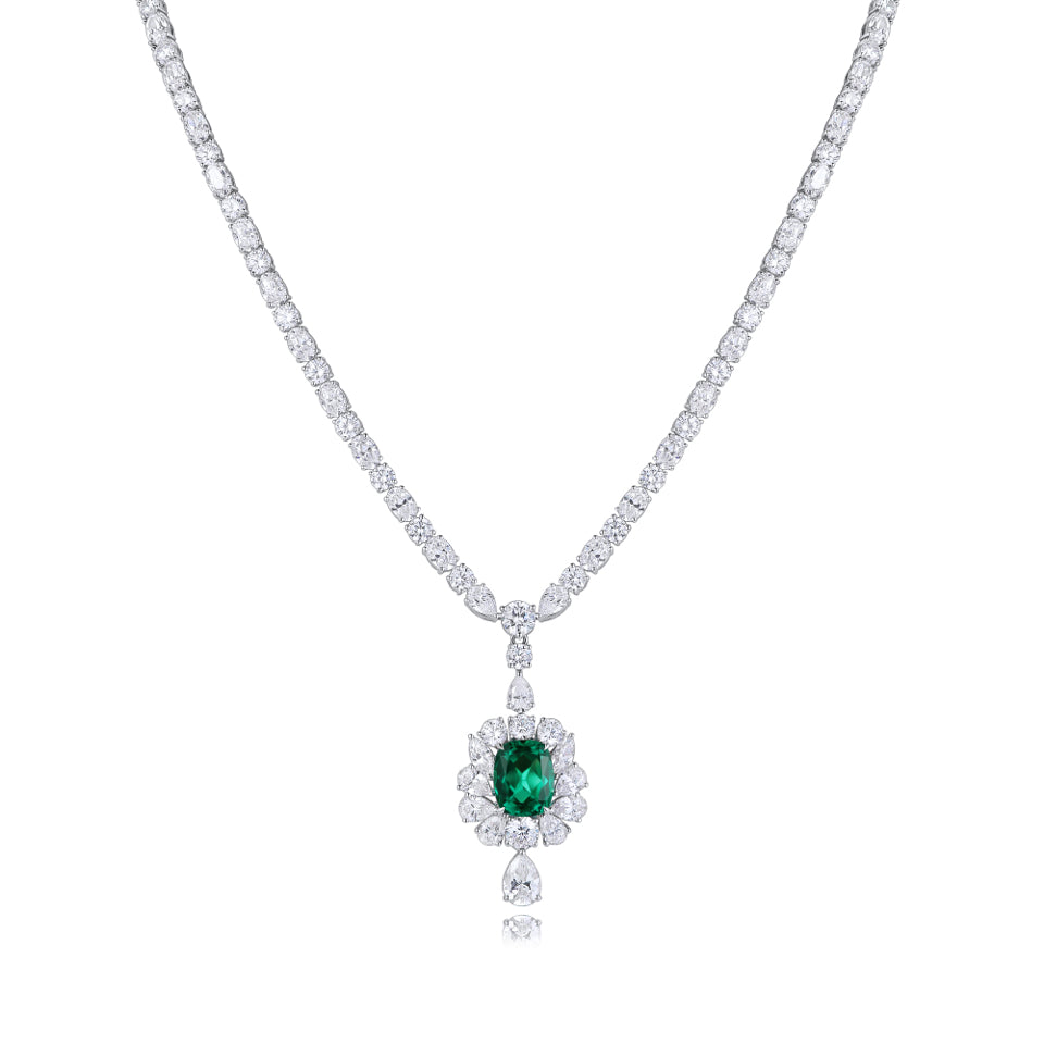 Pirmiana New Fashion 4.79ct Lab Grown Emerald Pendant Necklace S925 Silver Jewelry for Woman Gift Pendants