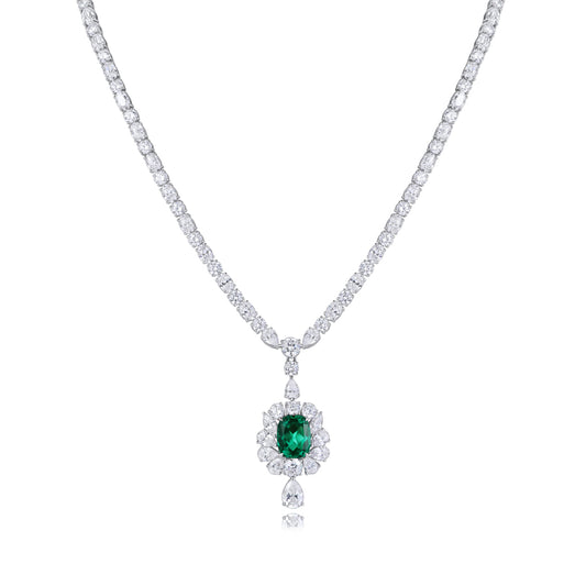 Pirmiana New Fashion 4.79ct Lab Grown Emerald Pendant Necklace S925 Silver Jewelry for Woman Gift Pendants