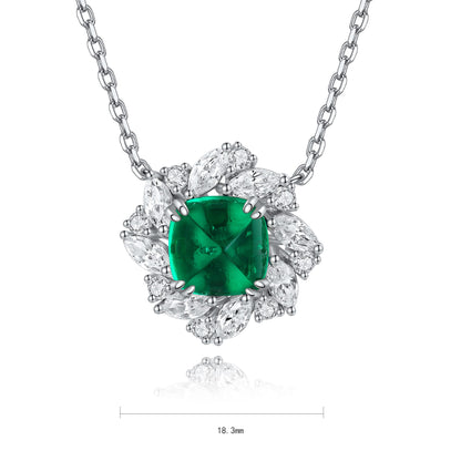 Pirmiana New Fashion 3.35ct Lab Grown Emerald Necklace S925 Silver Jewelry for Woman Gift Pendants