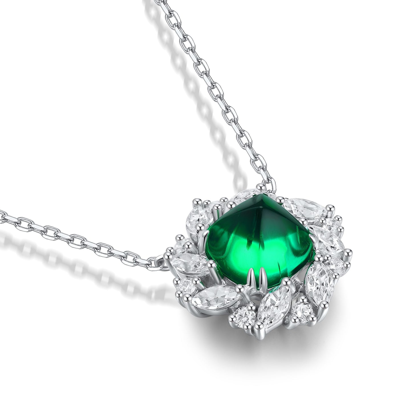 Pirmiana New Fashion 3.35ct Lab Grown Emerald Necklace S925 Silver Jewelry for Woman Gift Pendants