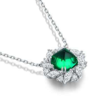 Pirmiana New Fashion 3.35ct Lab Grown Emerald Necklace S925 Silver Jewelry for Woman Gift Pendants