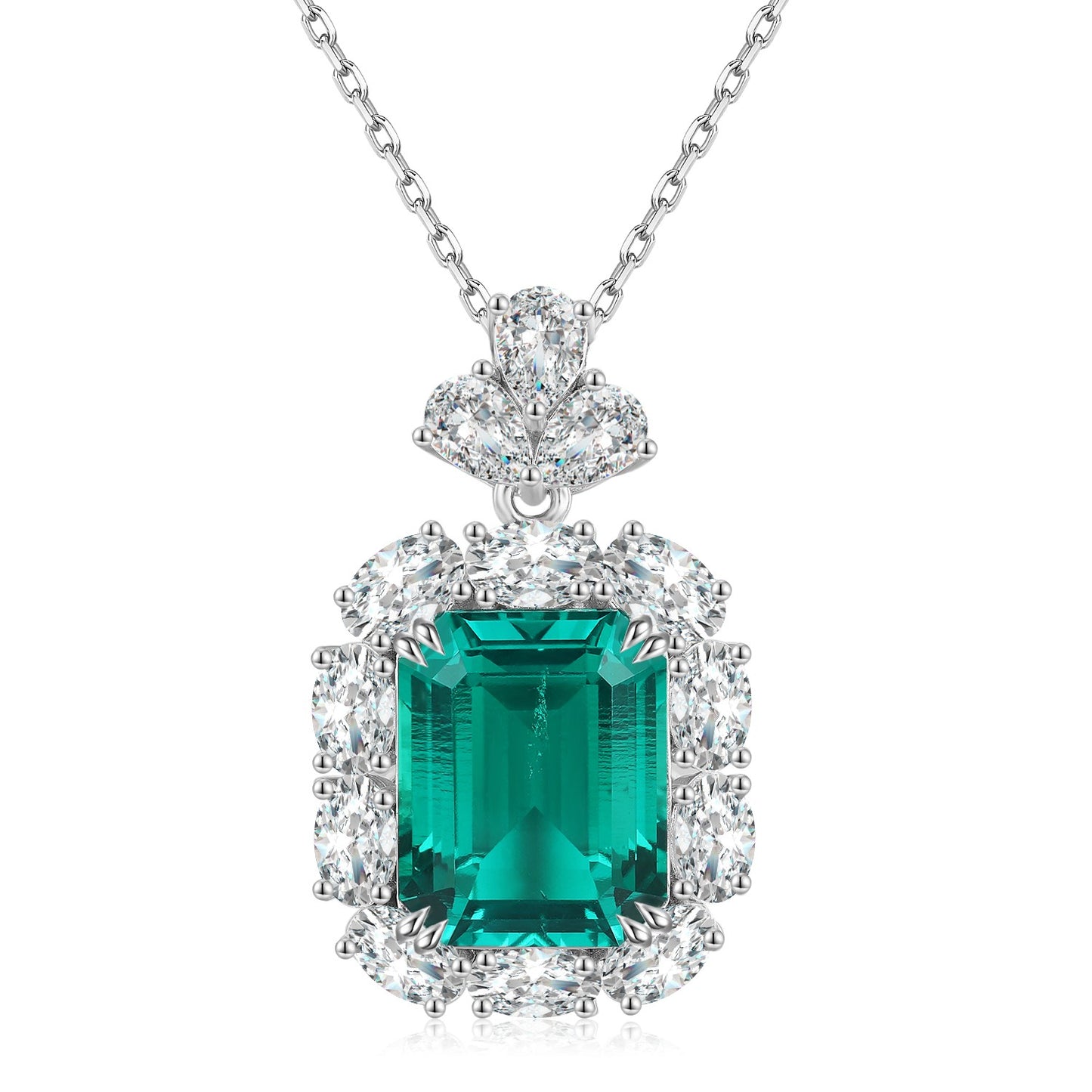 Pirmiana New Fashion 11.46ct Lab Grown Emerald Pendant Necklace S925 Silver Jewelry for Woman Gift Pendants