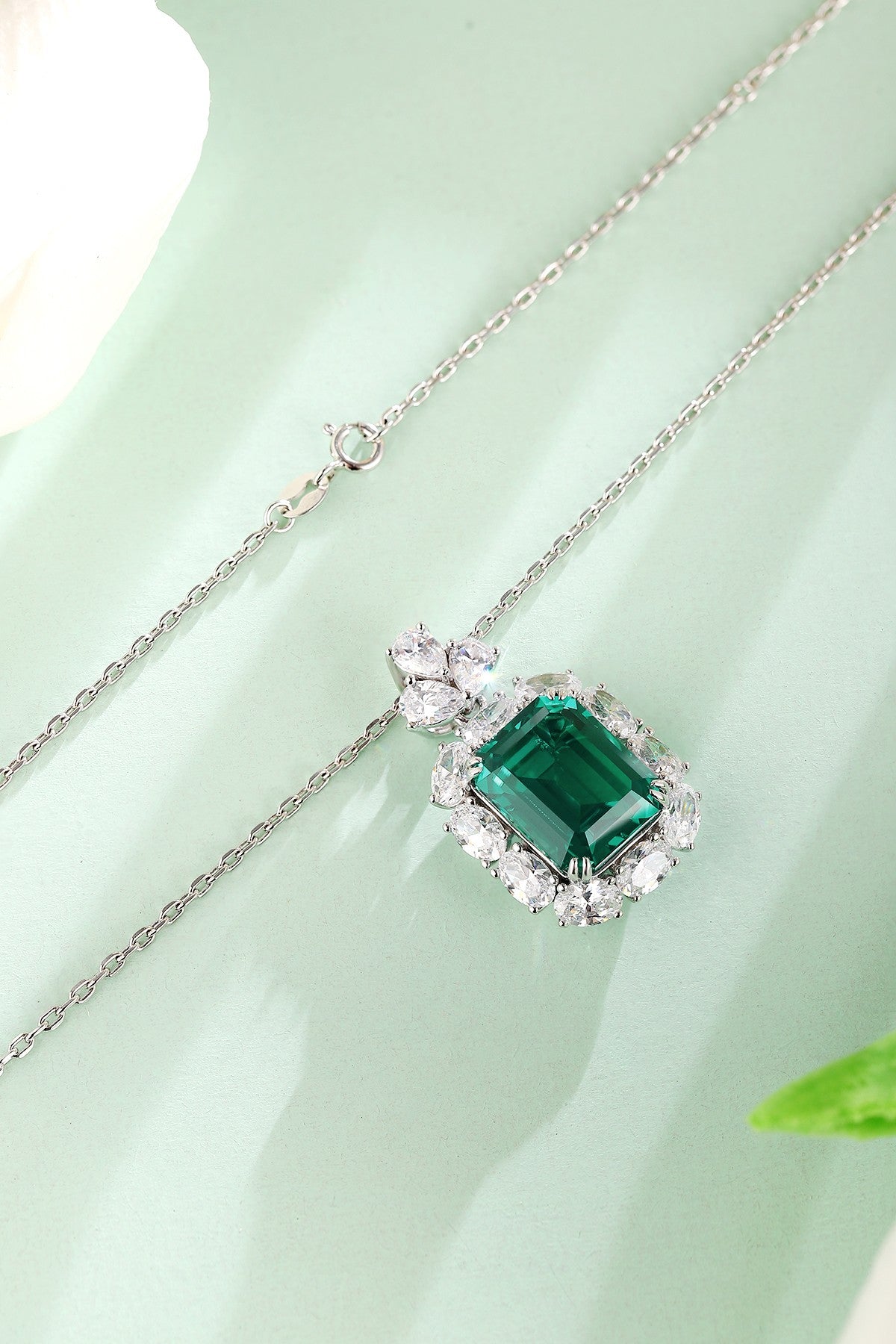Pirmiana New Fashion 11.46ct Lab Grown Emerald Pendant Necklace S925 Silver Jewelry for Woman Gift Pendants