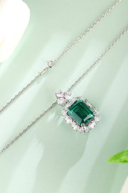Pirmiana New Fashion 11.46ct Lab Grown Emerald Pendant Necklace S925 Silver Jewelry for Woman Gift Pendants