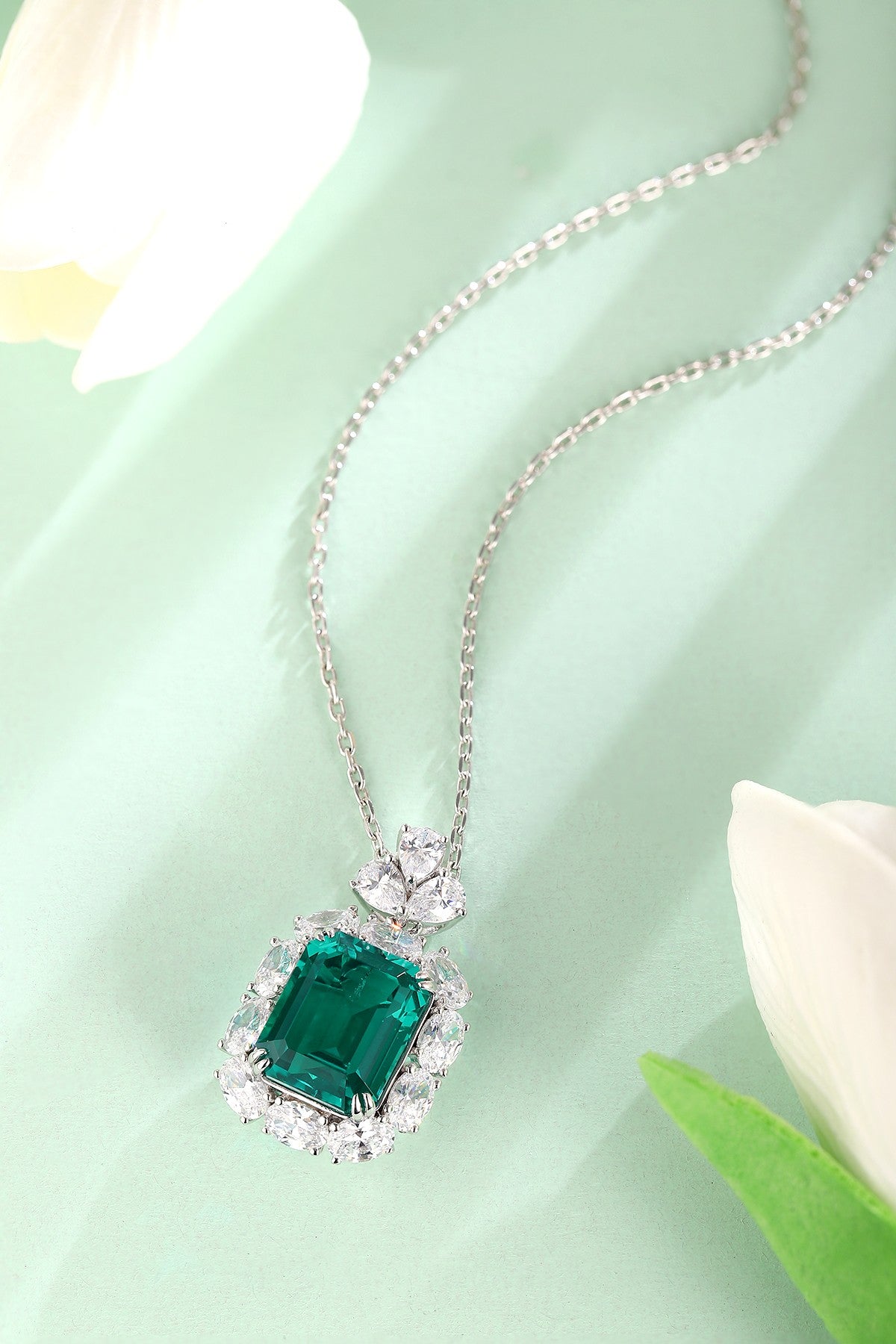 Pirmiana New Fashion 11.46ct Lab Grown Emerald Pendant Necklace S925 Silver Jewelry for Woman Gift Pendants