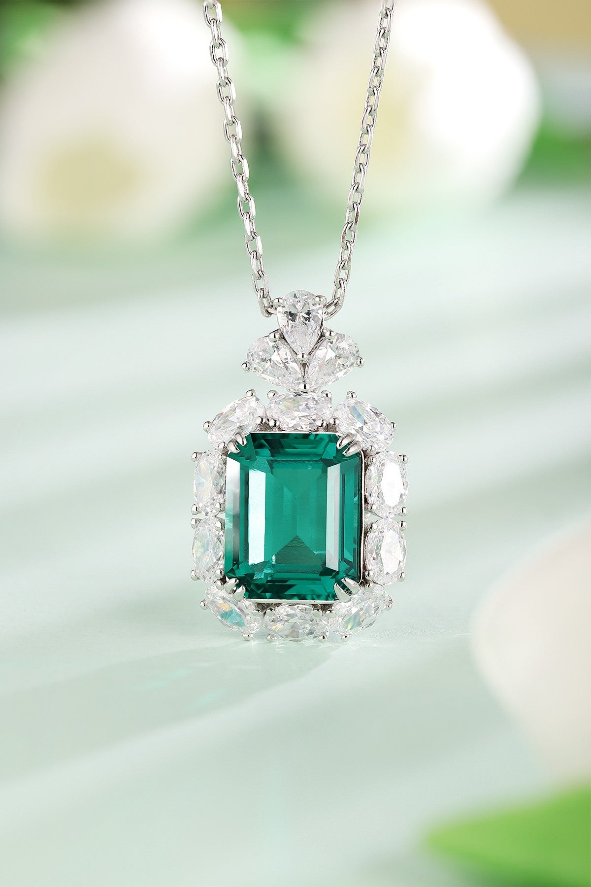 Pirmiana New Fashion 11.46ct Lab Grown Emerald Pendant Necklace S925 Silver Jewelry for Woman Gift Pendants