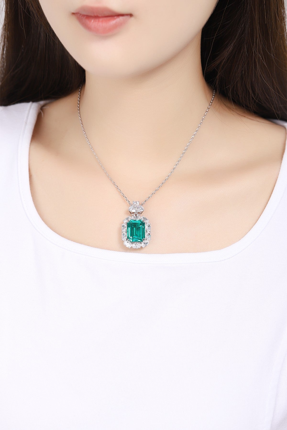 Pirmiana New Fashion 11.46ct Lab Grown Emerald Pendant Necklace S925 Silver Jewelry for Woman Gift Pendants