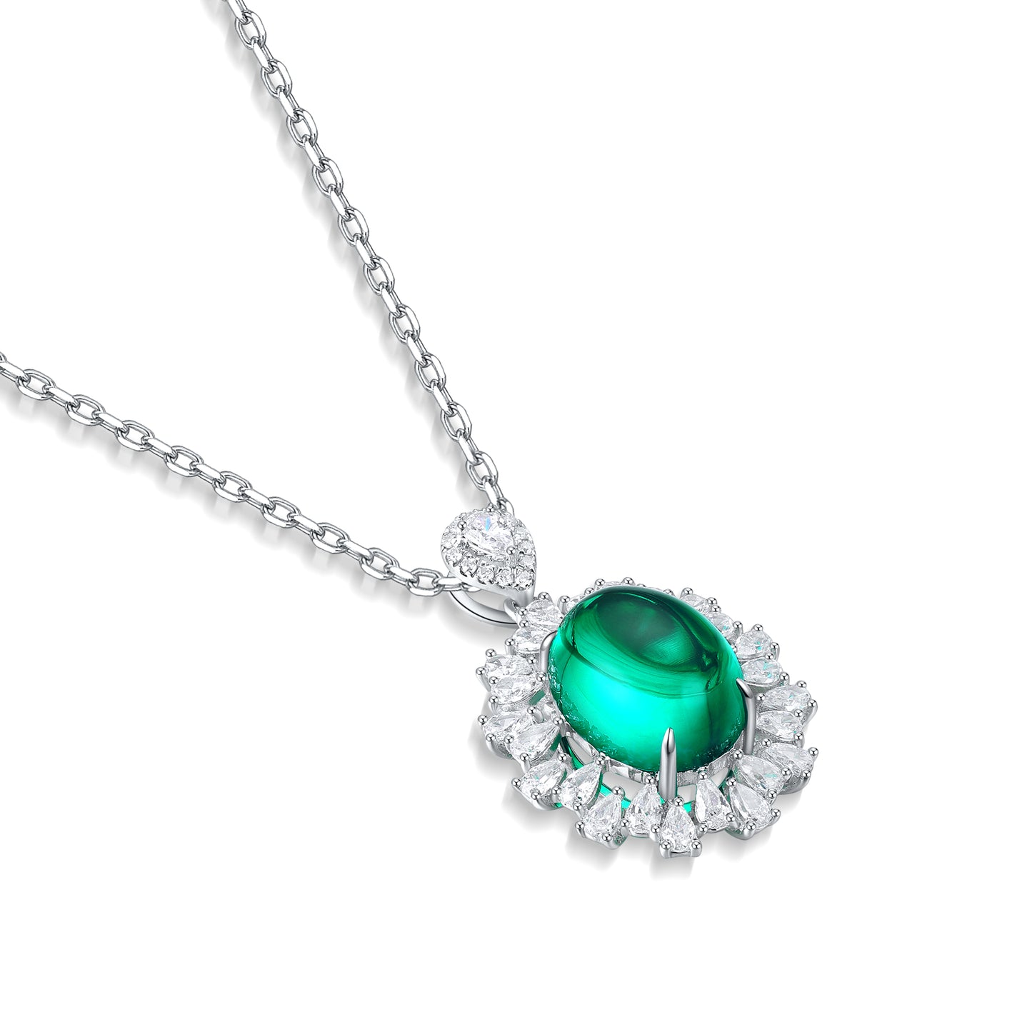 Pirmiana New Fashion 3.54ct Lab Grown Emerald Pendant Necklace S925 Silver Jewelry for Woman Gift Pendants