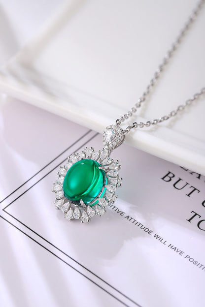Pirmiana New Fashion 3.54ct Lab Grown Emerald Pendant Necklace S925 Silver Jewelry for Woman Gift Pendants