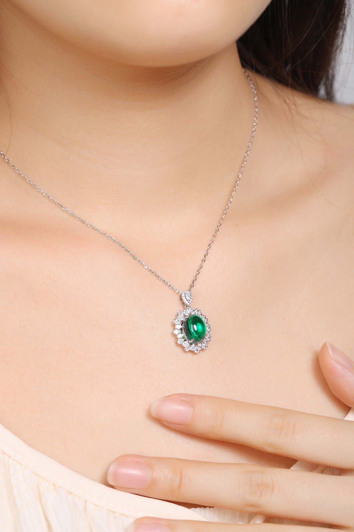 Pirmiana New Fashion 3.54ct Lab Grown Emerald Pendant Necklace S925 Silver Jewelry for Woman Gift Pendants