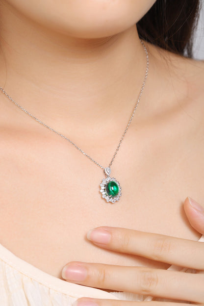 Pirmiana New Fashion 3.54ct Lab Grown Emerald Pendant Necklace S925 Silver Jewelry for Woman Gift Pendants