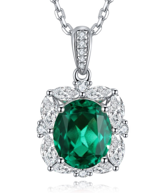 Pirmiana New Fashion 2.53ct Lab Grown Emerald Necklace S925 Silver Jewelry for Woman Gift Pendants