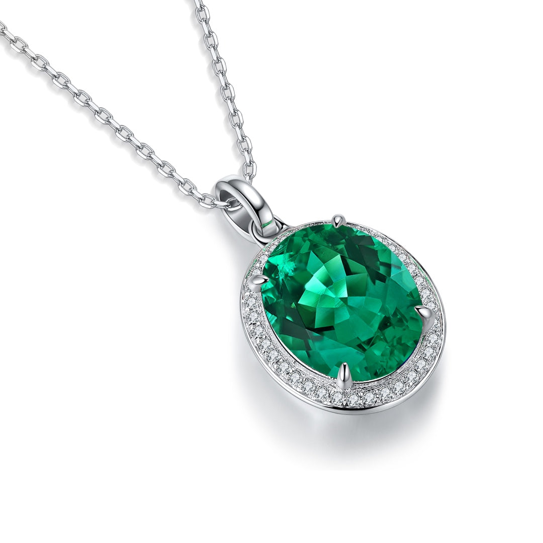 Pirmiana New Fashion 2.15ct Lab Grown Emerald Necklace S925 Silver Jewelry for Woman Gift Pendants