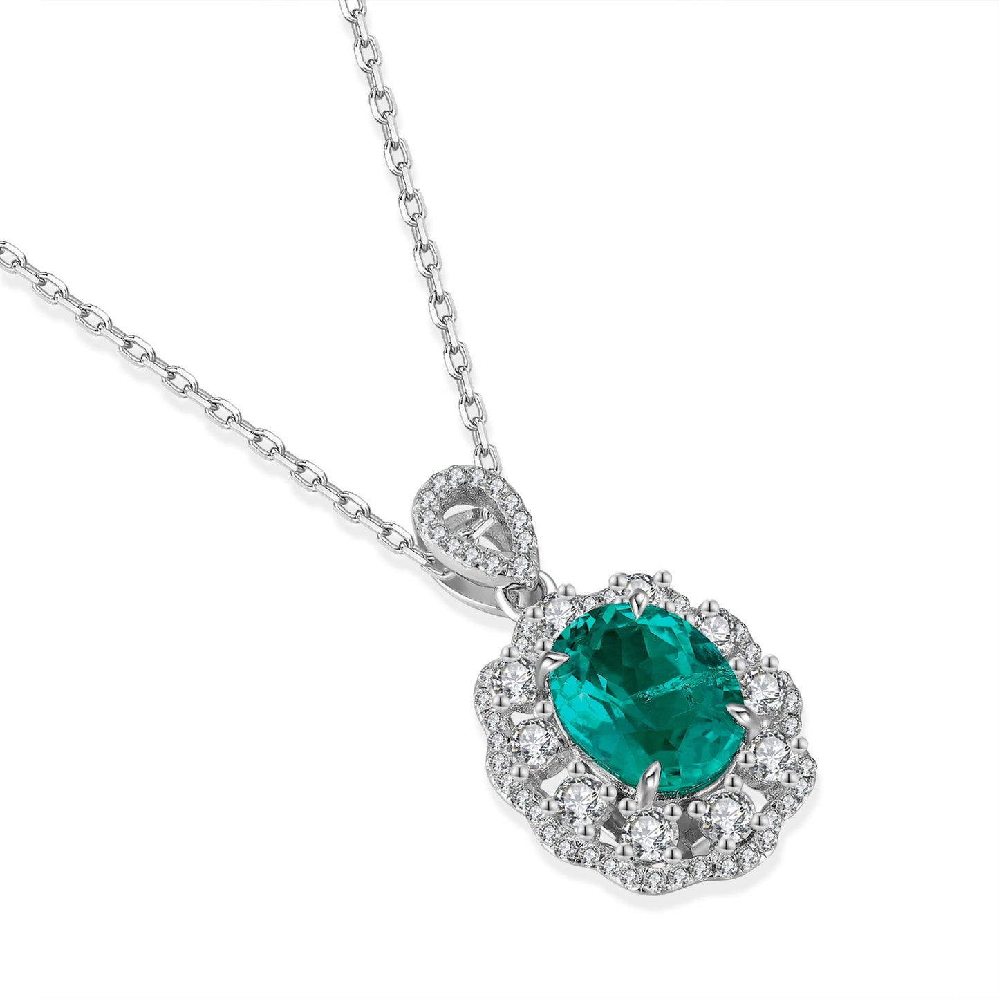 Pirmiana New Fashion 1.75ct Lab Grown Emerald Necklace S925 Silver Jewelry for Woman Gift Pendants
