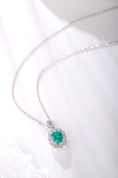 Pirmiana New Fashion 1.75ct Lab Grown Emerald Necklace S925 Silver Jewelry for Woman Gift Pendants