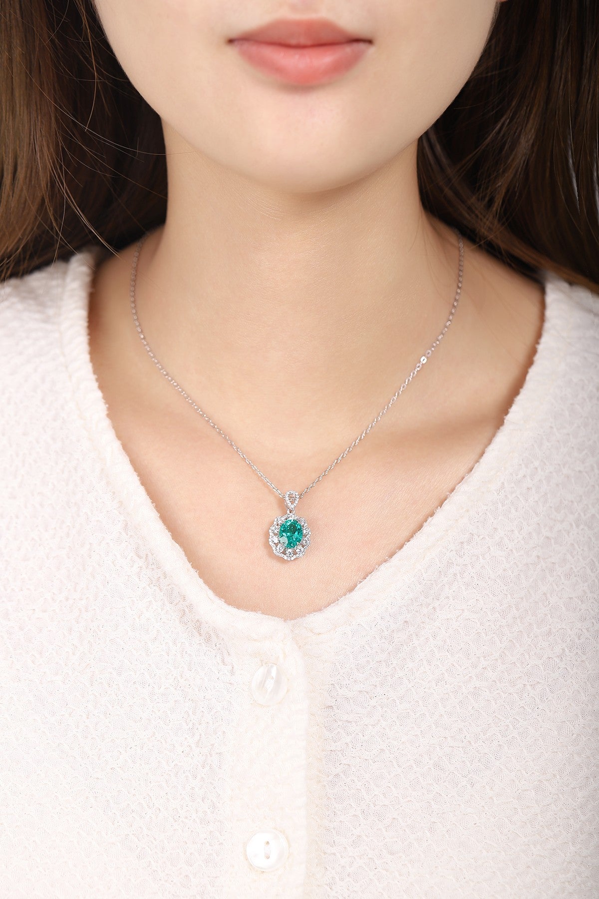 Pirmiana New Fashion 1.75ct Lab Grown Emerald Necklace S925 Silver Jewelry for Woman Gift Pendants