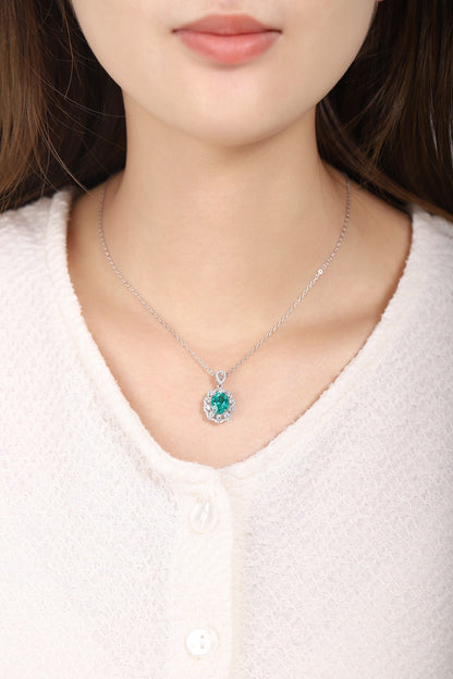 Pirmiana New Fashion 1.75ct Lab Grown Emerald Necklace S925 Silver Jewelry for Woman Gift Pendants