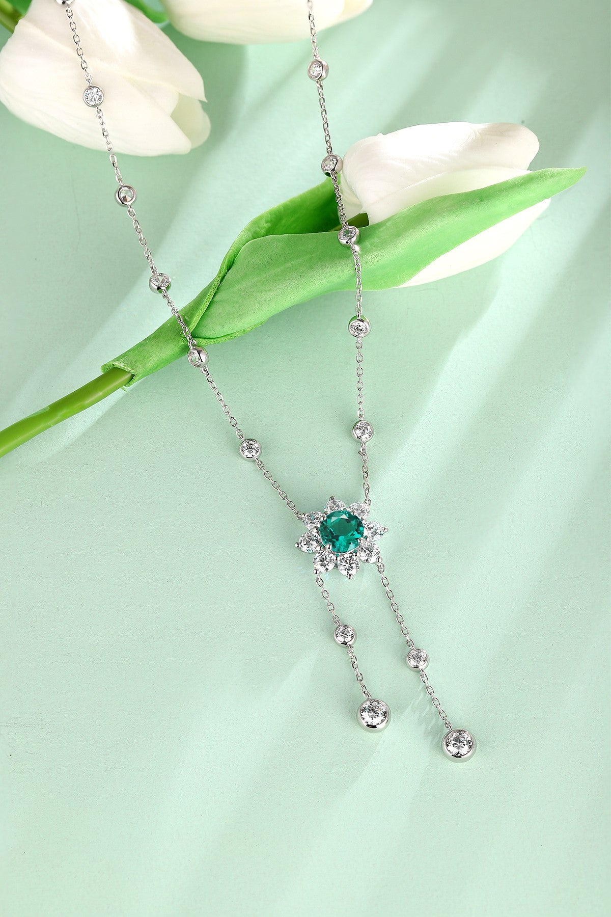 Pirmiana New Fashion 2.62ct Lab Grown Emerald Necklace S925 Silver Jewelry for Woman Gift Pendants
