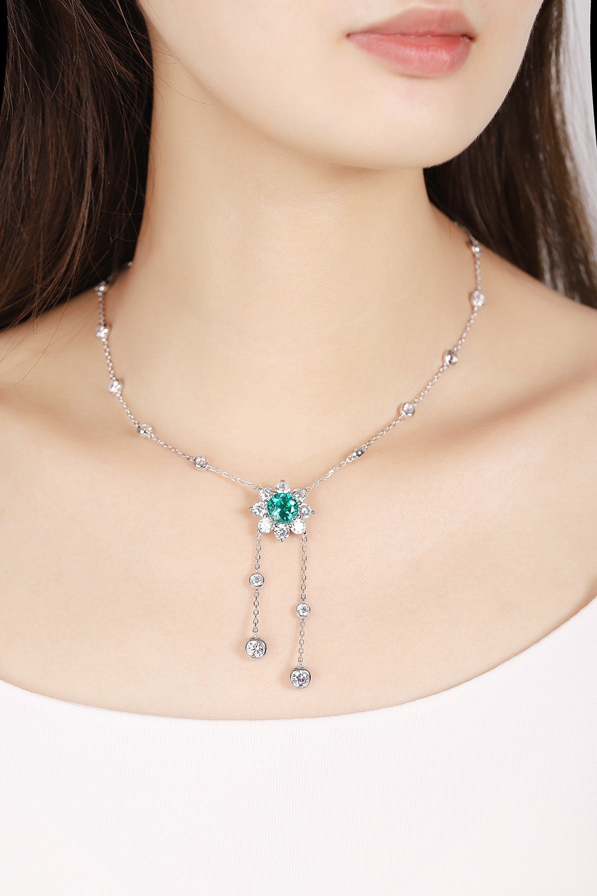 Pirmiana New Fashion 2.62ct Lab Grown Emerald Necklace S925 Silver Jewelry for Woman Gift Pendants